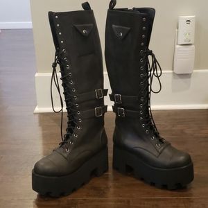 Dollskill Platform KneeHigh Black Boots
